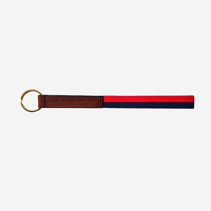 subwooferdog-keyring-with-brown-leather-tab-and-red-navy-stripe-handle