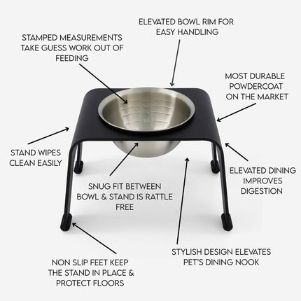 ŌHOPE elevated pet bowl - Small Black ®